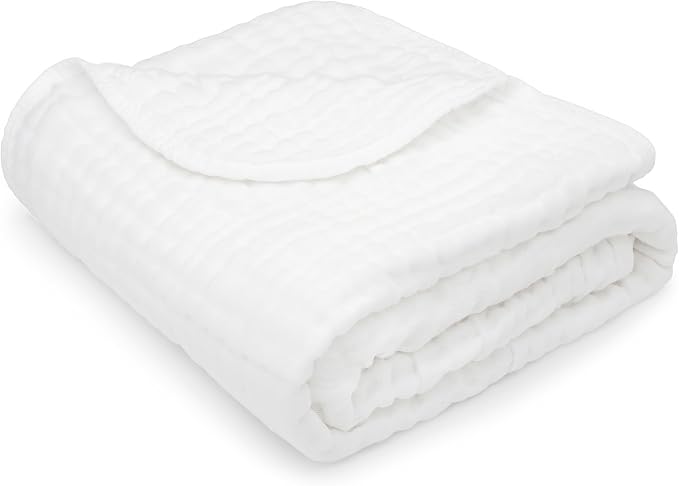 Comfy Cubs Muslin Baby Blanket 40" x 40" L - Swaddle Blankets, White | Soft, Lightweight, 6-Layer Cotton Breathable Baby Blankets - Comfortable, Gentle & Versatile Cotton Baby Blankets for Sleep
