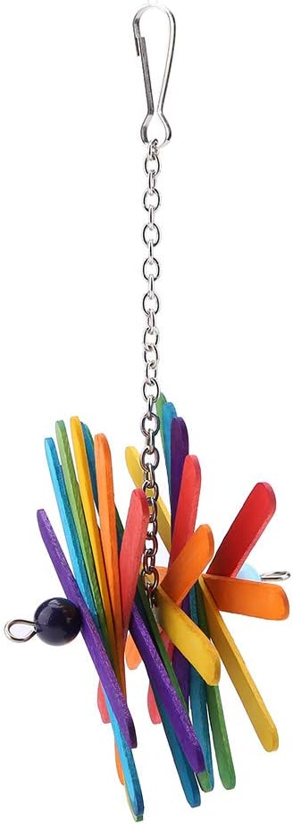 Colorful Interactive Bird Chew Stick Toy, Hanging Wooden Chew Toy for Parrots, Parakeets, Cockatiels, Conures, Lovebirds, 8.7x4.7in