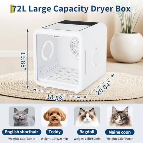 72L Large Capacity Pet Drying Box, 360° All-Round Efficient Pet Dryer