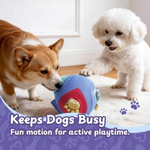 Interactive Dog Toy, Treat-Hiding Geo Bouncing Ball with Shape Pockets