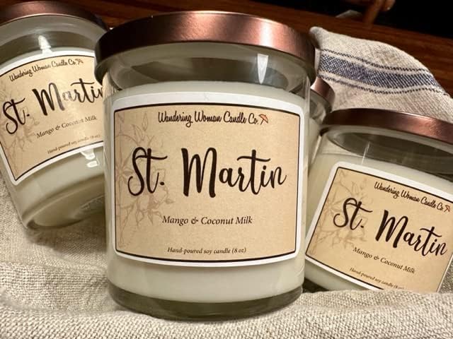 Wandering Woman Candle Company 8 oz Soy Wax Candle (St Martin: Mango & Coconut Milk)