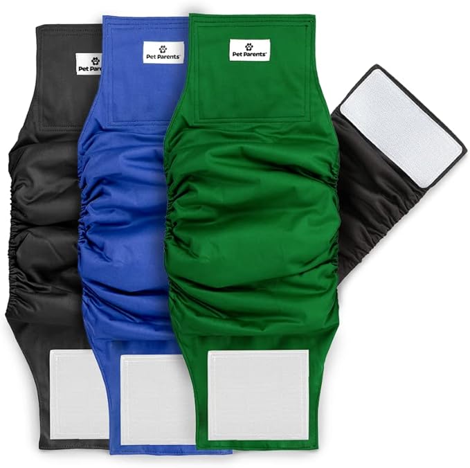 Pet Parents® Washable Belly Bands for Male Dogs (3pack) + Extendrs® of Durable Dog Diapers Male, Premium Male Dog Diapers & Dog Wraps (Small, Gentlemen)