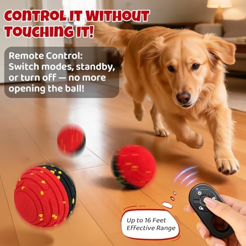 Interactive Dog Toy Ball with Remote Control - Bounce Ball for Dogs, Automatic Rolling, E-TPU Bite-Resistant, Stimulating Moving Dog Toys for Small Dogs, Medium and Large Dogs, Indoor & Outdoor