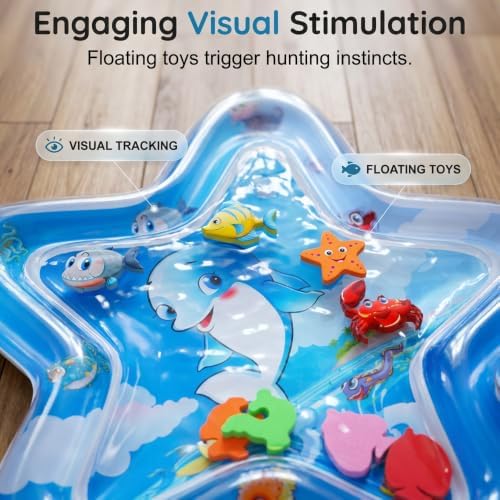 Cat Water Mat Toy for Indoor Cats, Interactive Toys Play Mat with Fish，2PCS
