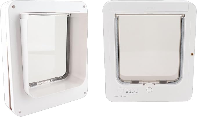 Asixxsix Pet Door, Collar Activated Smart Cat Door Automatic Selective Entry Exit with Dual Direction Control for Interior Exterior Use