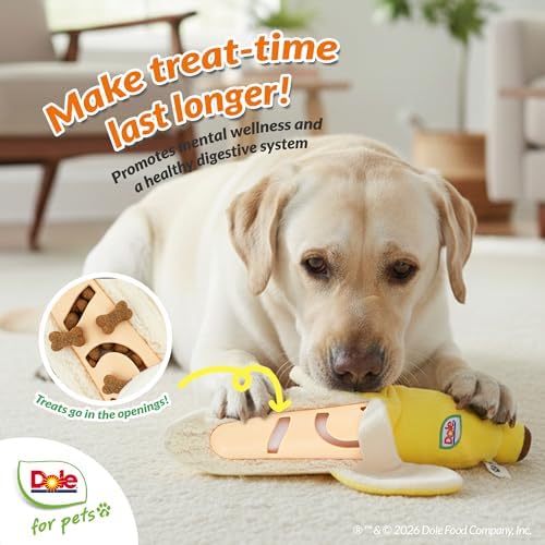 Dog Puzzle Toy with Squeaker, Banana Snuffle Dog Treat Toy for Small and Medium Dogs, Dog Enrichment Toys