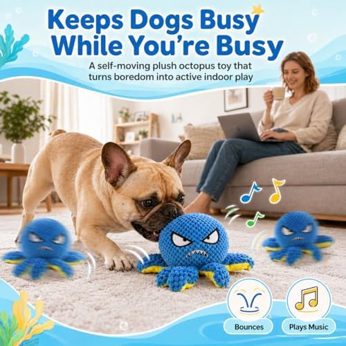 Interactive Moving Octopus Plush Dog Toys to Keep Dogs Engaged