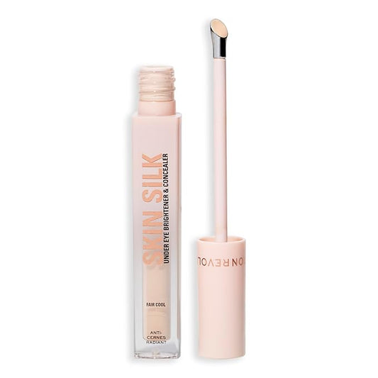 Revolution Beauty London, Skin Silk Radiant Serum Under Eye Brightener, Hydrates & Smooths Under Eye with Hyaluronic Acid & Squalane, Vegan & Cruelty-Free, Fair Cool, 0.13 fl oz