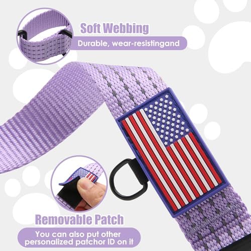 Martingale Dog Collar Reflective NO Pull with USA Flag, Lavender, M