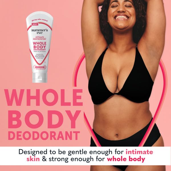 Summer’s Eve Ultimate Odor Protection Whole Body Deodorant Cream, Blissful Escape, Aluminum Free, All Day Odor Control, Invisible Cream, 3 Ounce (Pack of 2)