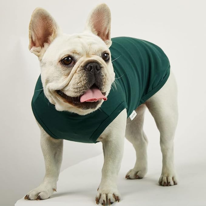 Dog Sleeveless Tank Top Cotton Shirts for Dogs Plain Sleeveless T-Shirts Soft Breathable Cool Dog Shirt pet Clothes (Medium, Green)