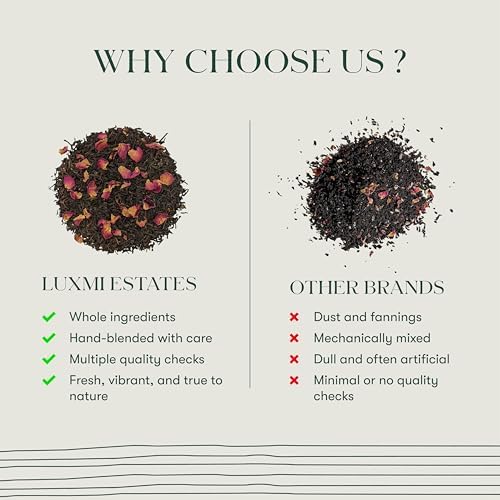 Luxmi Estates African Rose Hibiscus Tea | Loose Leaf, 50g (1.76oz, 25 Cups) | USDA Organic 8-Herb Floral Blend with Hibiscus, Rose Petals, Fennel, Cardamom, Chamomile, Star Anise & Cornflower, Caffeine-Free, Vegan