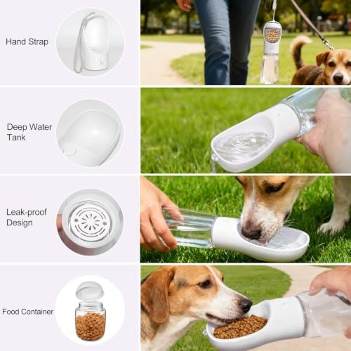 Portable Dog Water Bottle with Food Container, Drinking Bottle for Travel