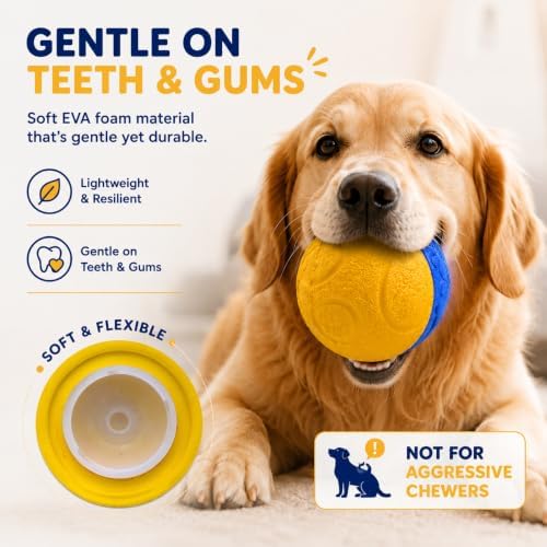 Smart EVA Motion Activated Self Play Bouncing Interactive Electric Automatic Moving Enrichment Dog Chase Teaser Ball Toys Rechargeable Mental Brain Stimulation for Small Medium Large Dogs to Keep Busy
