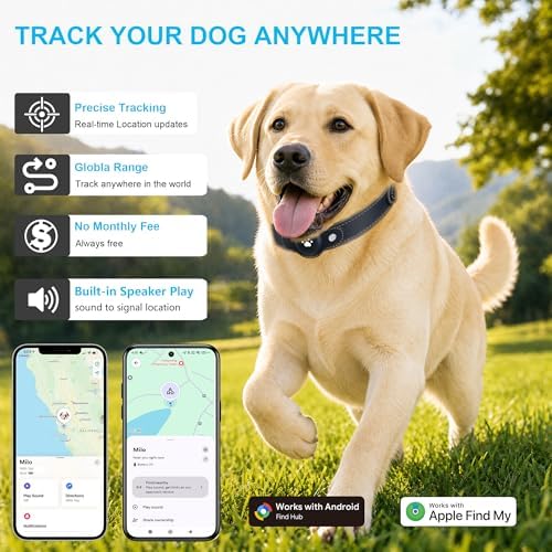 New GPS Tracker for Dogs: Smart Pet Collar with Real-Time Tracking,No Monthly Fee/Subscription (iOS & Android) Waterproof, Anti-Lost,365-Day Long Battery Life GPS Tracker Dog Collar(Tracker Included)