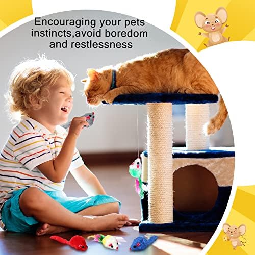 Syhood 120 Pcs Fur Mouse Cat Rattle Toys Bulk Small Catnip Interactive Play