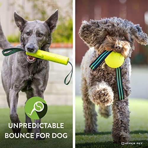 Hyper Pet Grab Tabs EVA Fetch Stick and Fetch Ball with Nylon Tabs Fetching Dog Toys That Floats in Water Combo Pack