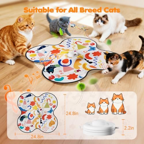 Aktor Interactive Cat Toy for Indoor Cats - Rechargeable Automatic Hide & Seek with Fluttering Butterfly, Moving Feather Wands & Realistic Prey Sounds | Motion Activated Exercise Toy for Bored Cats
