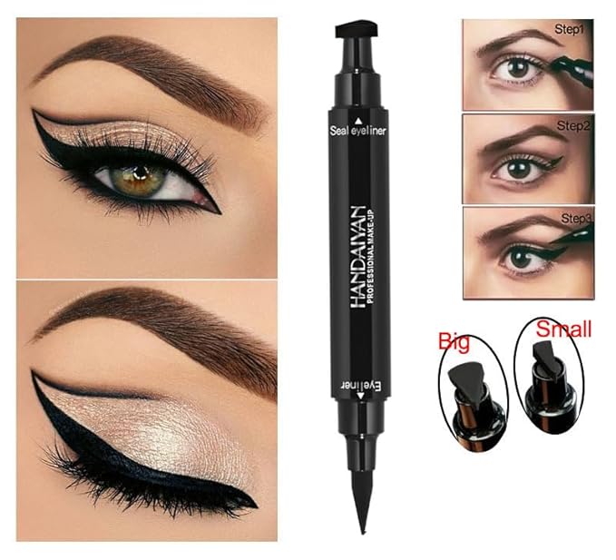 BONNIESTORE Winged Eyeliner Stamp 2 Pack,Dual-ended Eyeliner Stamp for Perfect Wing Cat Eyes,Long Lasting Liquid Eyeliner Pen Waterproof Smudge Proof Smudge Proof for All Eye Shapes