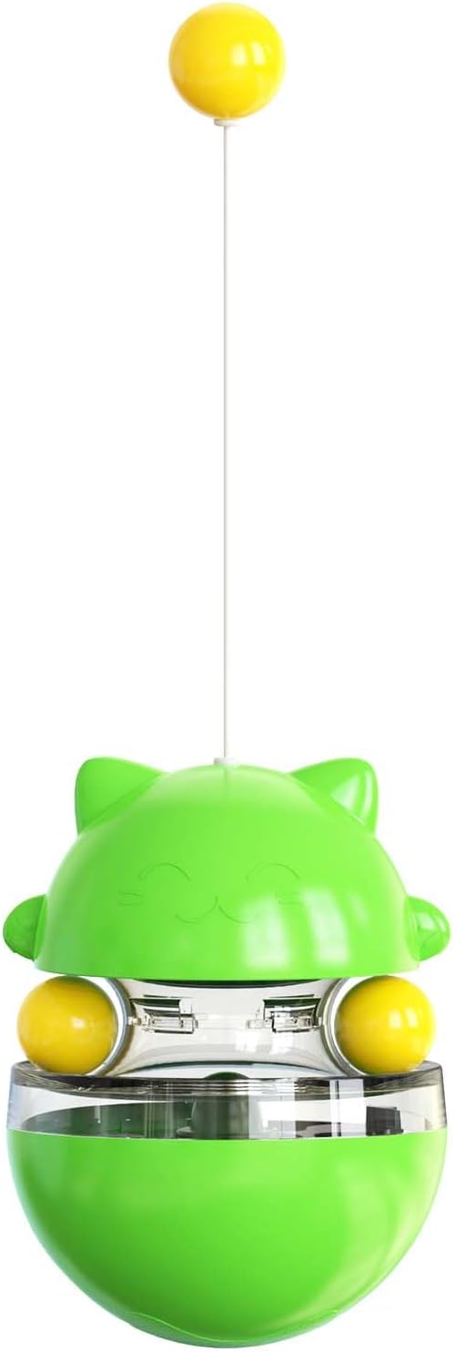 Interactive Cat Toy for Indoor Cats Wobble Treat Dispenser Ball (Green)