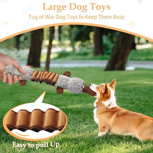 Squeaky Dog Toys, Stuffed Large Dog Toys to Keep Them Busy, Interactive Plush Chew Toys with Crinkle Paper, Tough Pet Animal Toys for Small Medium Large (2pack)