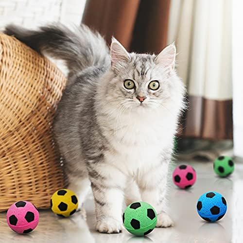 Skylety 32 Pcs Cat Soccer Ball Toys Foam Soccer Cat Toy Kitten Pet