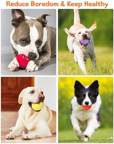 Squeaky Dog Toys, Interactive Soft Plush Puppy Toy Balls for Small Medium Breed, Cute Stuffed Pet Teething Ball Pack to Keep Dogs Busy