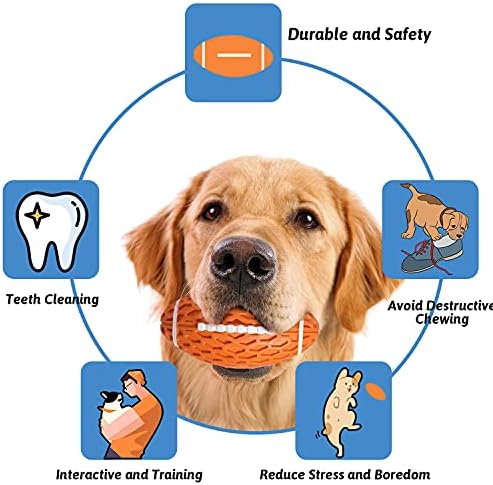 Dog Toys Ball Pet Squeaky Toys Rubber Floating Football, Interactive and Trainning Durable Chew Toys for Fetching Games for Agressive Chewer(Orange)
