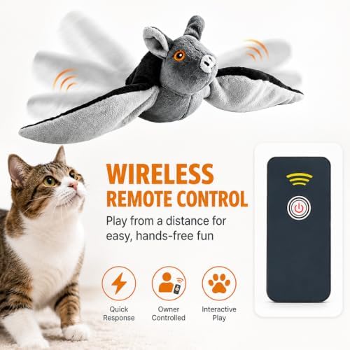 Flying Bat Dog Toy, 2026 New Interactive Flying Bat Toy for Dogs with Flapping Wings, Realistic Flight Motion and Chirping Sound, Indoor Chase Toy for Exercise, Play and Boredom Relief (Chick)