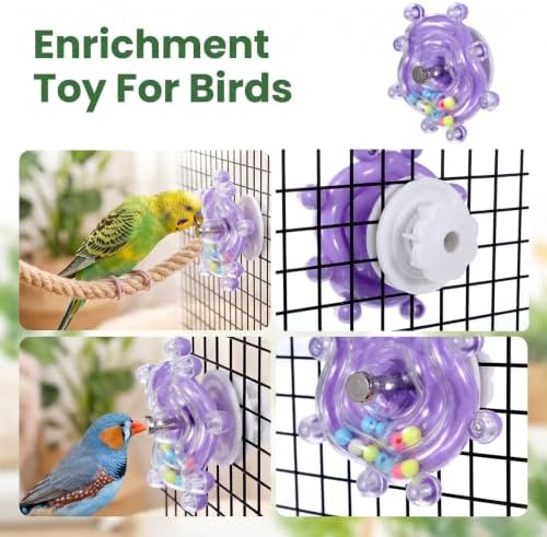 2PCS Bird Toys for Parakeets Interactive Spinner Rattle Parrot Toys