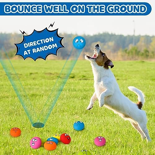 Jenaai 24 Pieces Funny Face Squeaky Dog Toys Latex Soft Toys Emoticon Dog Squeaky Ball Interactive Balls Fetch Play Toy for Small Medium Pets Animals Puppies Training(Multiple Colors)