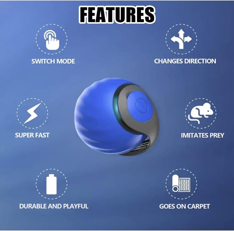 Speediest Tail 2.0 Cat Toy,Interactive CatToy,CatToys for Indoor Cats,Chewie Viral Cat Ball,Adjustable Sports Rolling Toy,Electric Rolling Ball Christmas Birthday Gift for Pets