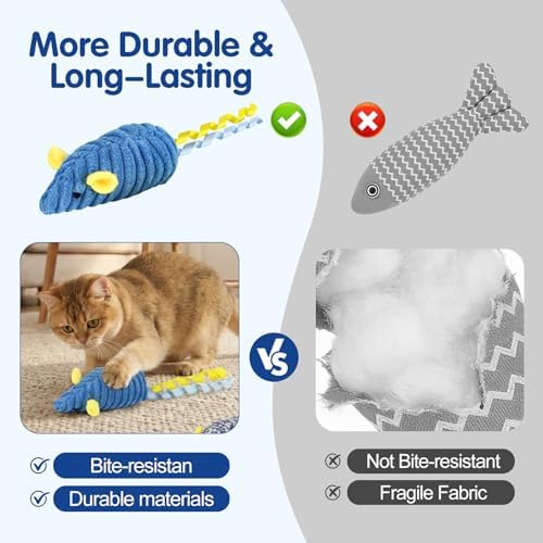 Catnip Toys (3 Pack), Cat Mouse Toys for Indoor Play, Small Interactive Cat Toys for Indoor Cats, Perfect for Single or Multi-Cat Households (Green)