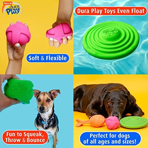 Hartz DuraPlay Ball Squeaky Latex Dog Toy, Neon Green, Pink & Neon Orange, Large 3 Count (Pack of 12)