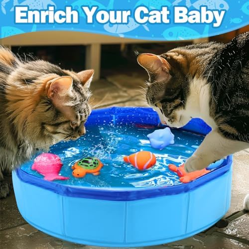 BABORUI Cat Pool Toy with Fish-Water Cat Toys, Portable Cat Pool Toy, Cat Water Toys for Bored Indoor Cats, Interactive Cat Toys for Indoor Cats for Endless Self Play
