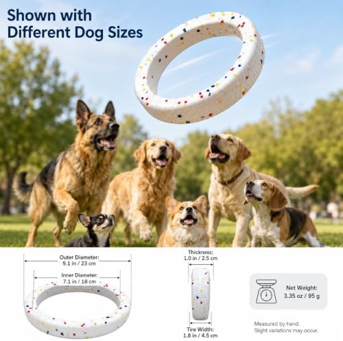 Durable ETPU Dog Ring Toy - Tough Interactive Fetch & Chew Toy for Aggressive Chewers, Lightweight Floating Water Toy, Puppy Teething Ring for Medium and Large Dogs (Colorful Speckles)