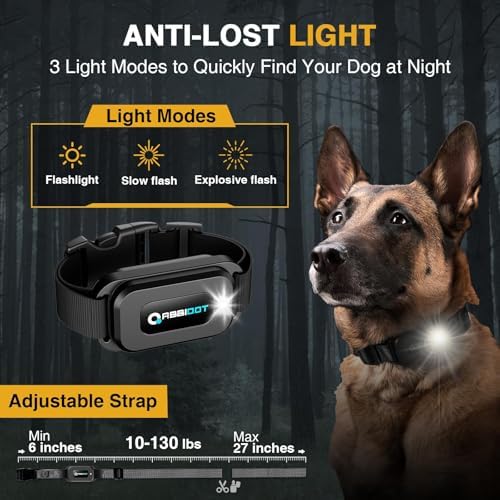 ABBIDOT Shock Collar for Dogs（5-120 lbs）- 4500 FT Dog Training Collar with Remote, IPX7 Waterproof with 6 Training Modes, Beep, Vibration, Safe Shock, Enhanced Night Light, Rechargeable E-Collar