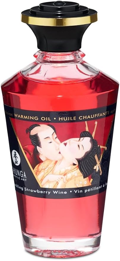 Shunga Warming Massage Oil, Strawberry, 3.5 Fluid Ounce