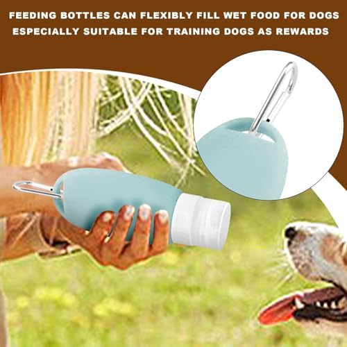 Refillable Silicone Travel Bottle for Dog 3oz (90ml) | Small Refillable Squeeze Bottles with Carabiner | Food-Safe Material