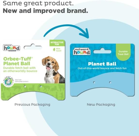 Outward Hound by Planet Dog Orbee-Tuff Planet Ball Blue/Green Treat-Dispensing Dog Toy, Medium