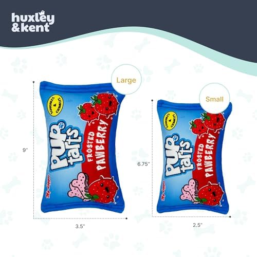 Huxley & Kent Power Plush Squeaky Dog Toy, Pup-Tarts Frosted Pawberry, Sm