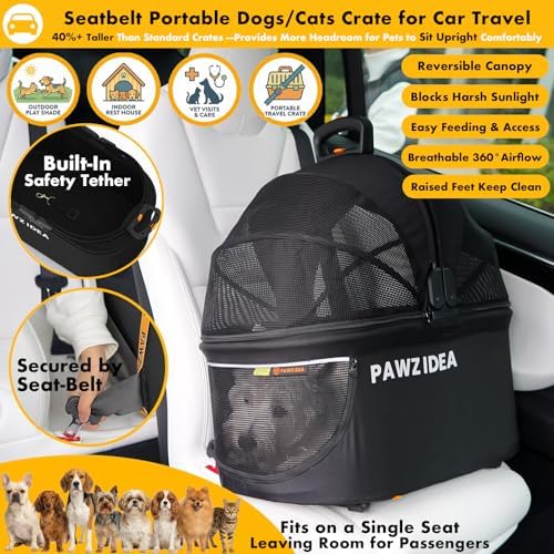 PAWZIDEA Double Pet Stroller with 2 Detachable Carrier, Multifunctional