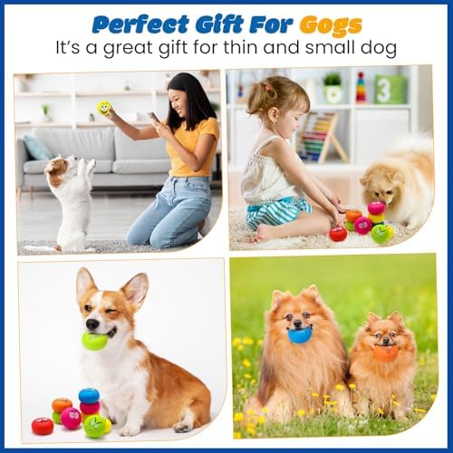 Hungdao 12 Pcs 2.25'' Squeaky Dog Balls, Rubber Latex Toys, Cute Style
