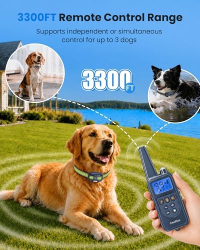 Dog Training E-Collar, 1-99 Humane Shock Levels, IPX8, 3300FT