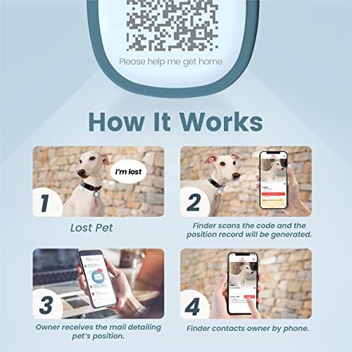 Pawaii Dog ID Tag, and Dog Collar and Leash Set(Deep Blue)