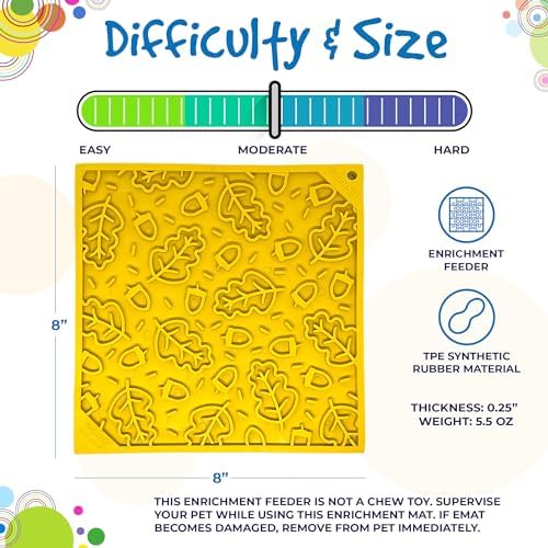 SodaPup Autumn eMat – Durable Enrichment Feeder Made in USA from Non-Toxic, Pet-Safe, Food Safe Rubber for Mental Stimulation, Avoiding Overfeeding, Fresh Breath, Digestive Health, Calming, & More