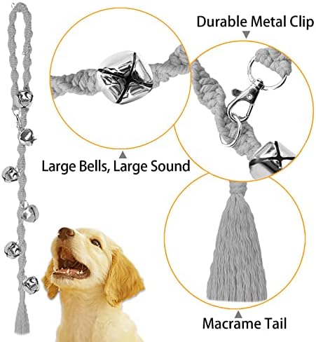 Dog Bells to Go Outside, Potty Training Bell, Handmade, Adjustable | Handmade with Premium Yarn, Twisted Style, Clear Jingle, Dog Potty Bell, Dog Door Bell.