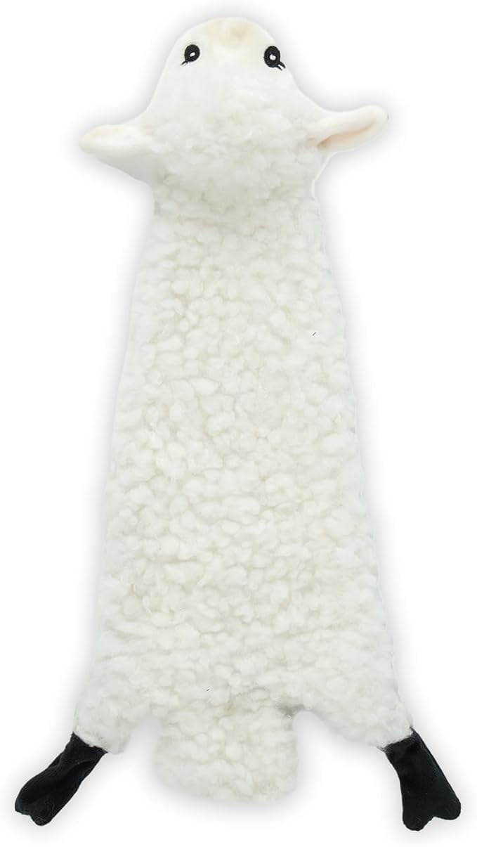 Best Pet Supplies 2-in-1 Stuffless Squeaky Dog Toy - Sheep, Small | No-Stuffing, 2 Built-in Squeaker, No Mess, Soft, Interactive Indoor & Outdoor Play, Lightweight, Perfect for Moderate Chewer