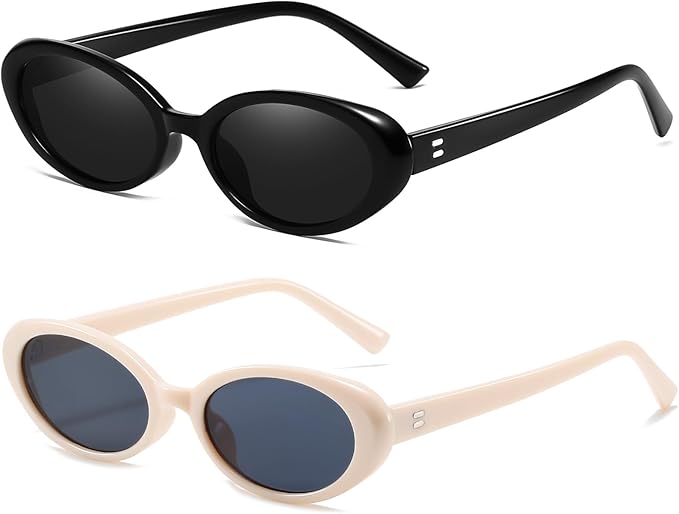 Breaksun Retro Oval Sunglasses for Women Men Fashion Small Oval Sunglasses 90s Vintage Shades