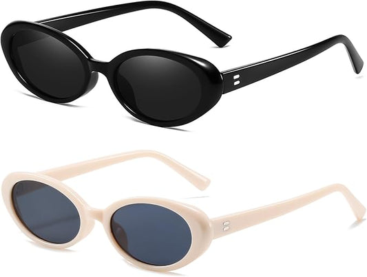 Breaksun Retro Oval Sunglasses for Women Men Fashion Small Oval Sunglasses 90s Vintage Shades